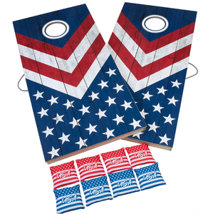 lot 44 image: Triumph 2 ft x 4 ft Patriotic LED Cornhole Set (Used, Transit Damage)