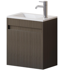 lot 46 image: wonline 16 Small Bathroom Vanity Sink Combo Modern Wall Mounted Floating Cabinet WResin Basin Sink Top, Chrome Water Save Faucet & Pop Up Drain