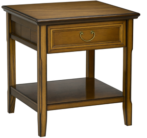 lot 68 image: HOMCOM Retro Side Table, End Table with Storage Drawer and Open Shelf for Living Room, Bedroom, Dark Coffee
