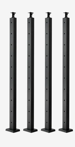 lot 70 image: VEVOR 4-Pack Cable Railing Post, 36x2x2 In Horizontal-Hole Deck Railing Post with Pre-Drilled Holes, Stainless Steel Cable Rail Post with Horizontal and Curved Bracket, Black, 4JZLGZXHS914MY65M001V0