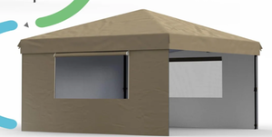 lot 74 image: Garvee 10 X 10 Commercial Pop-Up Canopy Tent - Heavy-Duty 210D Oxford Fabric, UV50 & Waterproof, 3 Removable Sidewalls, Sandbags Included, Khaki