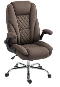 lot 78 image: HOMCOM Executive Office Chair, Desk Chair with Flip-up Armrest, Diamond Fabric Computer Chair for Home Office, Dark Brown