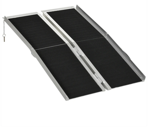 lot 81 image: HOMCOM 4 Skidproof Portable Wheelchair Ramp for Home, Steps, Doorways, Carpeted Foldable Handicap Ramp, Threshold Ramp