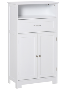 lot 82 image: kleankin Modern Bathroom Floor Cabinet, Free Standing Storage Cabinet, Linen Cabinet with Drawer and Adjustable Shelf, White 23.5 W x 11.75 D x 42.75 H