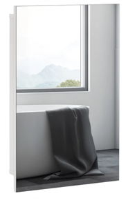 lot 88 image: kleankin Recessed Medicine Cabinet with Mirror, Bathroom Mirror Cabinet Wall Mounted with Single Door and Storage Shelves, White 15.25 W x 5 D x 23.5 H