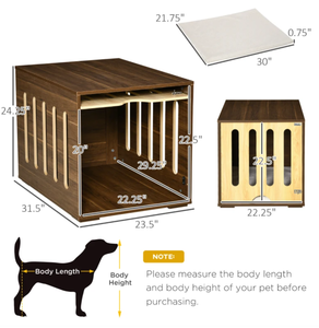 lot 89 image: PawHut Furniture Style Dog Crate End Table with Removable Door Panel, Dog Crate Bed with Foam Cushion, Safety Lock, Indoor Use, for Small & Medium Dogs, Brown