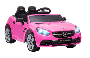 lot 91 image: Aosom Mercedes SLC 300 Licensed Kids Electric Car with Remote Control, 12V Battery Powered Kids Ride on Car with Music, Lights, Suspension for 3-6 Years Old, Pink