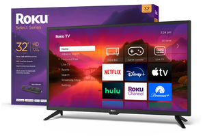 lot 98 image: Roku 32-Inch Select Series 720p HD Smart Roku TV with Roku Voice Remote, Bright Picture, Customizable Home Screen