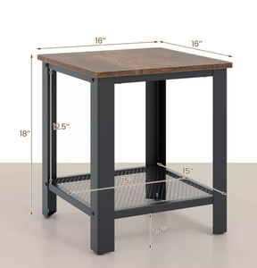 lot 131 image: Costway Industrial End Table 2-Tier Side Table with Storage Shelf Rustic Sofa Table Black