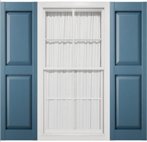 lot 152 image: Mid America 14 34W x 51H Mid-America Vinyl, Standard Size Williamsburg Double Panel Shutters, wInstallation Shutter-Loks & Matching Screws (Per Pair), 036 - Classic Blue