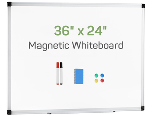 lot 155 image: Zibbizo Magnetic Dry Erase White Board 36 x 24 for Home, School, Office, Sliver Aluminium Frame
