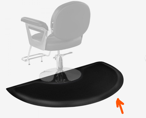 lot 156 image: VEVOR Salon Mat for Hair Stylist, 3 x 5 FT Semi-circle Salon Chair Mat, 12-inch Thickened Anti Fatigue Barber Shop Floor Mat with Round Cut Out, Easy-to-Clean PVC Surface & Anti-Trip Beveled Edges