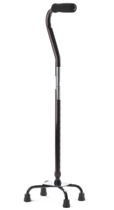 lot 181 image: Medline Aluminum Quad Cane with Small Base Offset Handle 300lbs Black 1Ct