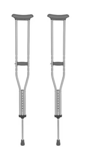 lot 182 image: SevaCare by Monoprice Adjustable Aluminum Crutches, Lightweight Crutches for Adults 52 to 510 up to 300lbs, with Push-Button Height Adjustment, Non-Skid Rubber Feet Tips, Padded Underarm Cushions