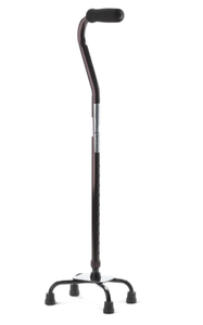 lot 183 image: Medline Aluminum Quad Cane with Small Base Offset Handle 300lbs Black 1Ct