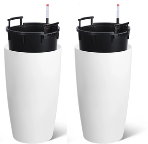 lot 191 image: Garvee 22 Tall Round Planter Set of 2, Self Watering Pots for with Water Level Monitor and Built-In Drainage, Large Flower Pot for Patio, Porch, Living Room, or Home Office