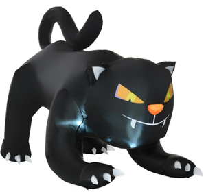 lot 194 image: HOMCOM 6.2 Inflatable Halloween Black Cat, Blow Up Outdoor LED Yard Display, Waterproof