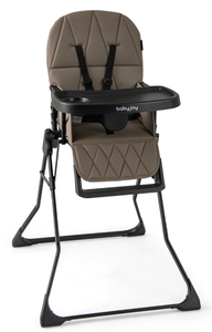 lot 210 image: Babyjoy Easy Clean Compact Highchair with Removable Adjustable Tray and PU Seat Cushion, Brown