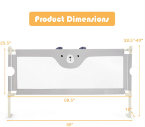 lot 214 image: Costway Vertical Lifting Baby Bedrail Guard with Lock-Gray
