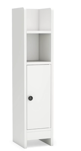 lot 222 image: Costway Bathroom Storage Cabinet with Adjustable Shelf 1 Door & 2 Open Shelves Living Room White