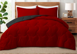 lot 306 image: Peace Nest 2-Piece Lightweight Solid Reversible Quilted Down Alternative Comforter and Shams Bedding Set, Twin