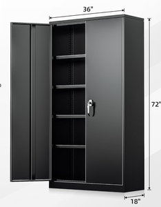lot 322 image: INTERGREAT Metal Storage Cabinets 72 Black Garage Steel Storage Cabinet with Doors and Shelves, Metal Tool Cabinet, Steel File Cabinet for Home Office, Basement, Warehouse, Classroom(Anti Tipping)