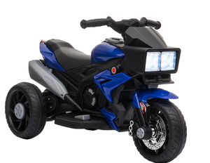 lot 327 image: Aosom 6V Kids Motorcycle Toddler Ride-on Toy, High-Traction Battery-Operated Mini Electric Motorbike with ForwardReverse Switch, Music, Headlights, Horn, Blue