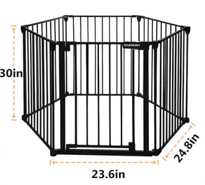 lot 330 image: 150 Extra Wide Baby Gate, Play Yard Child Safety Gate, Dog Gates with Auto-Close Door, Double Locking System for The House Doorways, Fireplace, Kitchen, 6-Panels, 30 Tall
