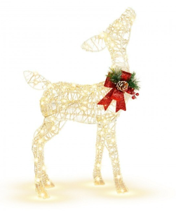 lot 334 image: Costway Lighted Christmas Reindeer Decorations with 50 LED Lights for Outdoor Yard - White - 20.5 x 8 x 34.5 (L x W x H)