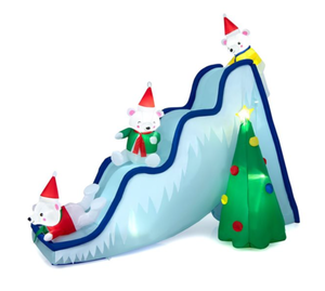 lot 335 image: Costway 6.6-ft H Lighted Inflatable Polar Bear Slide Scene