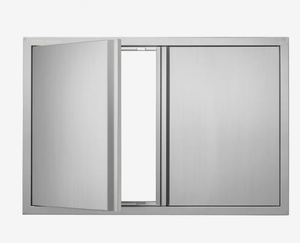 lot 338 image: VEVOR BBQ Access Door, 36W x 24H Inch Double Outdoor Kitchen Door, Stainless Steel Flush Mount Door, Wall Vertical Door with Recessed Handles , for BBQ Island, Grilling Station, Outside Cabinet