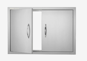 lot 341 image: VEVOR BBQ Access Door, 30W x 21H Inch Double Outdoor Kitchen Door, Stainless Steel Flush Mount Door, Wall Vertical Door with Handles, for BBQ Island, Grilling Station, Outside Cabinet