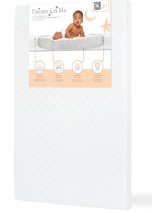 lot 343 image: Dream On Me Sunset 3 Extra Firm MiniPortable Crib Mattress, Fiber Core, Greenguard Gold & JPMA Certified, Fits Mini & Portable Cribs, Waterproof Vinyl Cover