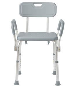 lot 375 image: Medline Shower Chair with Backrest and Padded Armrests Aluminum 350lbs Gray 1Ct