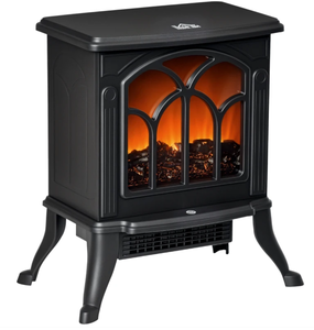 lot 442 image: HOMCOM Electric Fireplace Heater, Freestanding Fireplace Stove with Realistic Logs and Flame Effect, 750W1500W, Black