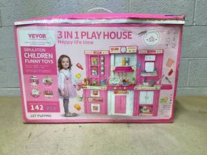 lot 451 image: Kids Kitchen playset, Play Kitchen for Kids Ages 4-8, Accessories Set with Realistic Lights and Sounds, Simulation of Spray and Play Sink
