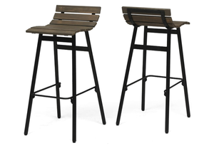 lot 460 image: Christopher Knight Home Camron 35 Wooden Barstool (Set of 2), Gray and Black Finish (Missing Hardware)
