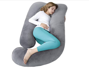 lot 468 image: 60 Inch Pregnancy Pillow for Sleeping, Extra Large U Shaped Body Pillow, Maternity Pillow for Pregnant Women with Velvet Cover (Dark Grey)