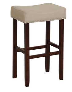 lot 474 image: COSTWAY Counter Height Bar Stools Set of 2, 29.5-inch Backless Saddle Stool (Minor transit damage. Missing hardware)