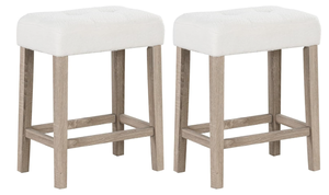 lot 476 image: COSTWAY Wooden Bar Stools Set of 2, Modern Sherpa Fabric Counter Chairs with Rubber Wood Legs, Footrest