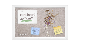 lot 481 image: VUSIGN Linen Bulletin Board, 30 x 20 Large White Cork Board