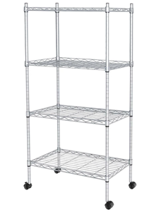 lot 228 image: JS HANGER Wire Shelving Unit with Wheels, 4-Tier Adjustable Heavy Duty Metal Shelf Wire Storage Rack for Home Office Garage Kitchen Bathroom, 440 lbs Capacity, 23.23W X 13.4D X 47.24H, Silver