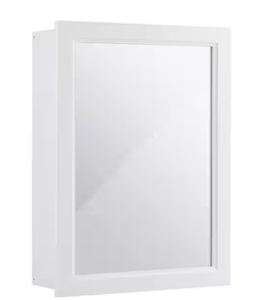 lot 242 image: 20 in. W x 26 in. H Surface Wall Mounted Adjustable Rectangle Bathroom Medicine Cabinet with Mirror in White