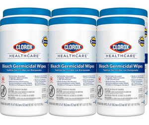 lot 264 image: Clorox Healthcare Bleach Germicidal Wipes, 6 x 5, 150 Count Canister, Pack of 6