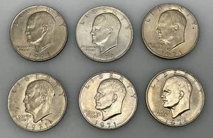 lot 1 image: 1971 D Eisenhower One Dollar Coins