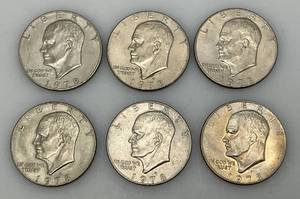 lot 9 image: 1978 No Mint Mark Eisenhower One Dollar Coins