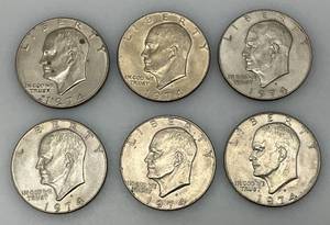 lot 15 image: 1974 D Eisenhower One Dollar Coins