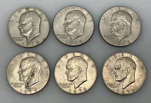 lot 19 image: 1978 No Mint Mark Eisenhower One Dollar Coins