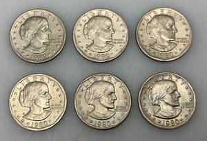 lot 22 image: 1980 P Susan B Anthony One Dollar Coins