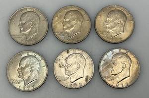 lot 24 image: 1972 Plain No Mint Mark Eisenhower One Dollar Coins